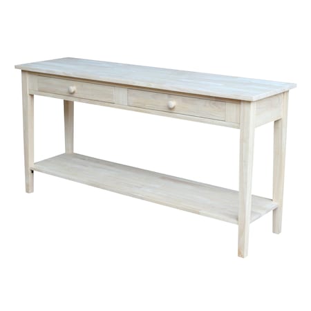 International Concepts Rectangle Spencer Console Server Table Extended Length, 60 W, 17 L, 30 in H, Wood, Unfinished OT-696796